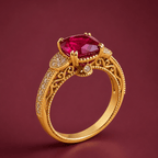 Royal Ruby Filigree Ring worn on hand